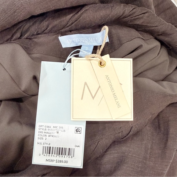 Antonio Melani M.G. Style Margery Brown Linen Blend Scoop Neck A-Line Maxi Dress - Picture 12 of 16